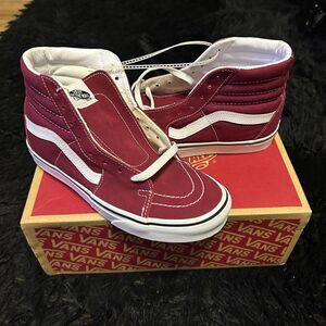 VANS sk8-hi top burgundy skater lace up shoes sneakers women’s 7 new